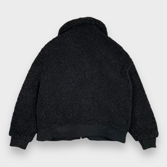 Banana Republic Full Zip Sherpa Bomber Jacket in Black Women's Size XL - Picture 9 of 14